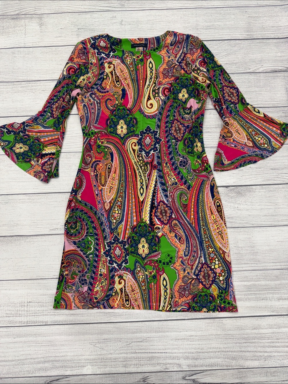 Tommy Hilfiger Paisley Bell Sleeve Sheath Dress Multicolor Size 4P